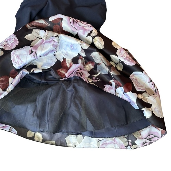 Betsy & Adam Navy Floral Fit & Flare A-Line Party Dress, 10 - Picture 5 of 11